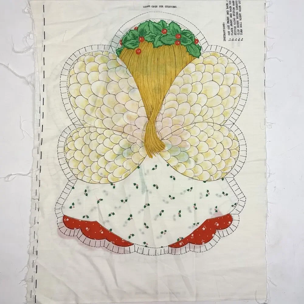 Vintage Christmas Angel Girl Fabric Pillow Panel Cut & Sew Spring Mills 7568